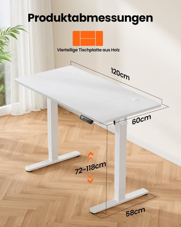 Sähköpöytä Valkoinen 120x60 cm