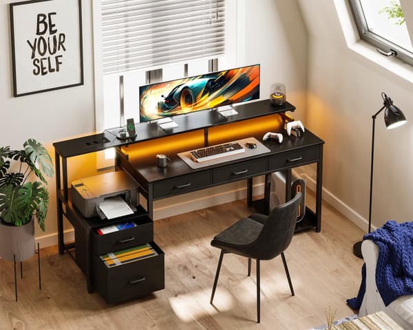 Kirjoituspöytä LED AC USB 160 cm