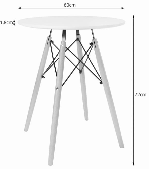 JUST HOME Skandinavisk rundt bord 60 cm hvid