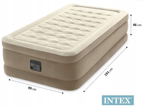 Luftmadrass Ultra Plush Twin 191 x 99 x 46 cm med inbyggd kompressor #64426