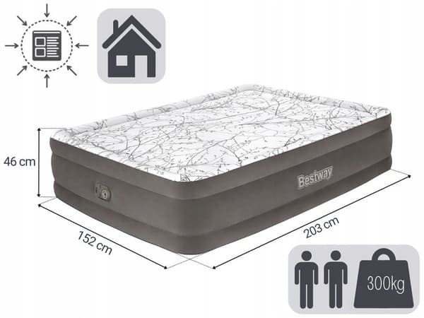 AirBed Top Cushify Madras 203 x 152 x 46 cm med indbygget kompressor #67486