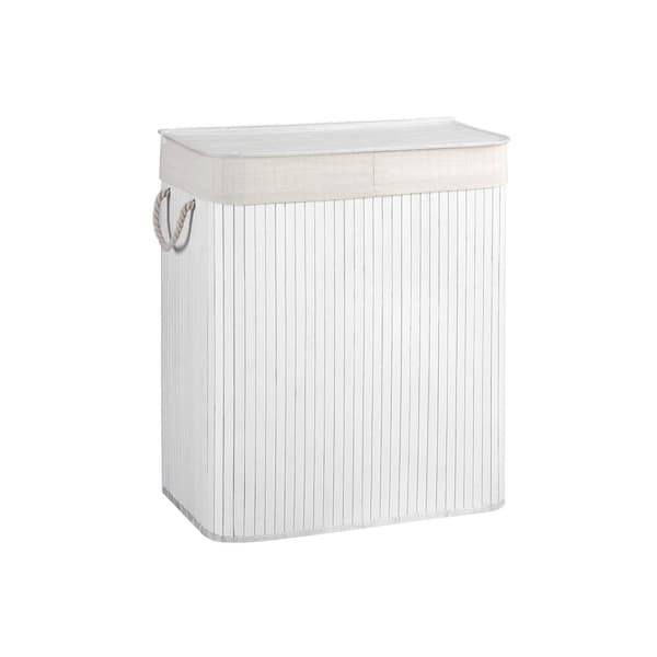 Pyykkikori 100 l bambu valkoinen