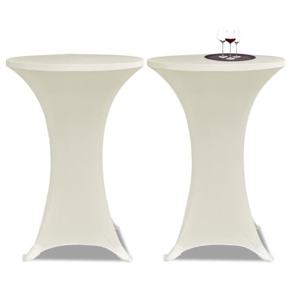 Højt borddække med sløjfe 80 cm hvidt (2 stk.)