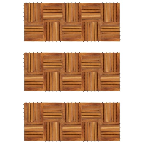 Terrassplattor vertikalt mönster 30 x 30 cm akacia set om 1