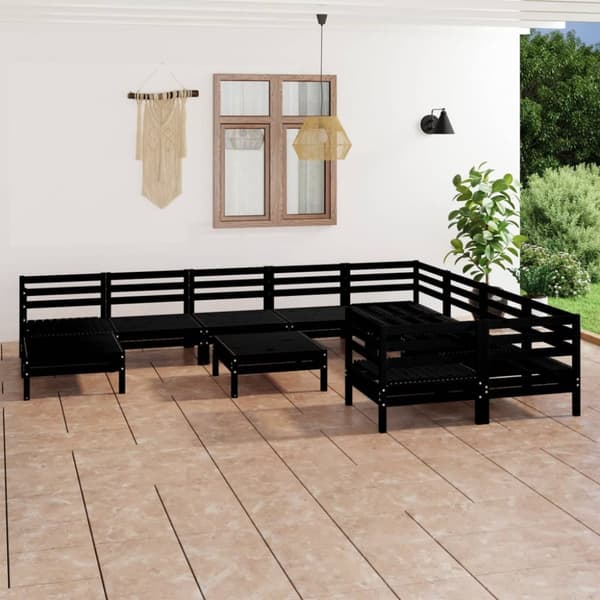 Mooistoerwonen 11-delers loungesett heltre furu svart 11