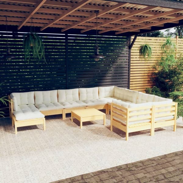 Mooistoerwonen 11-delers loungesett med kremfargede puter gr. 3