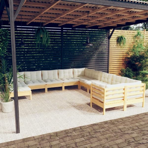 Mooistoerwonen 11-delers loungesett med kremfargede puter gr. 5