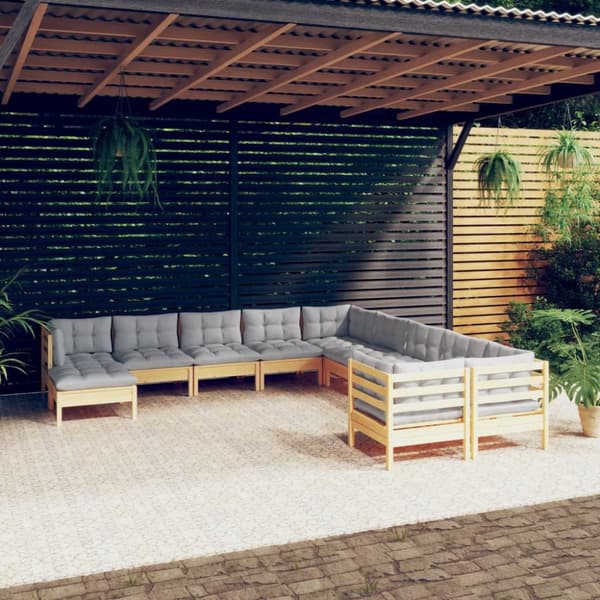 Mooistoerwonen 11-delers sofagruppe med grå puter i furu 5