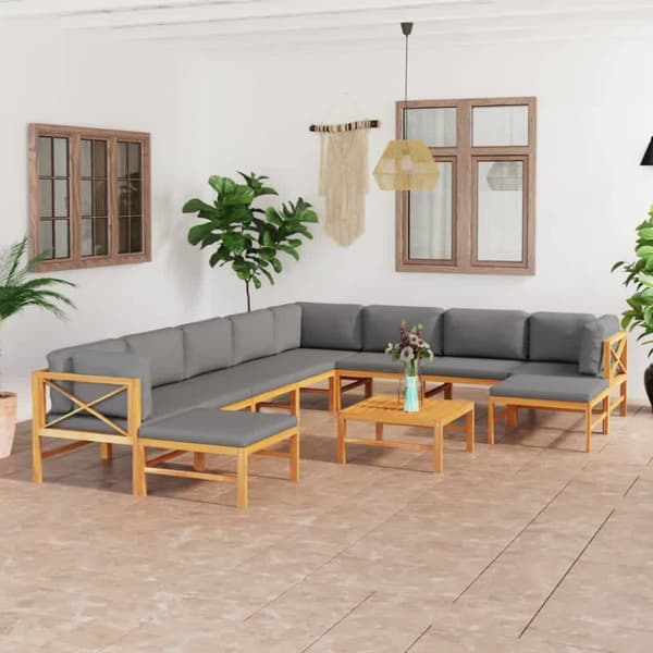 Mooistoerwonen 11-delers loungesett med grå puter solid g 12