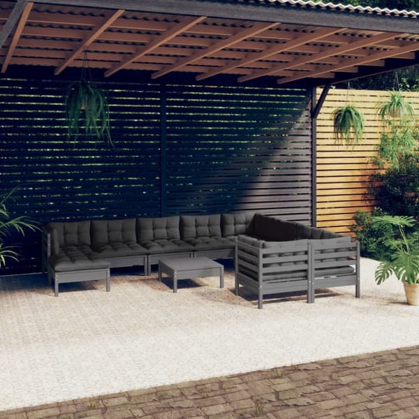 Mooistoerwonen 11-delers loungesett med puter furu grå 3