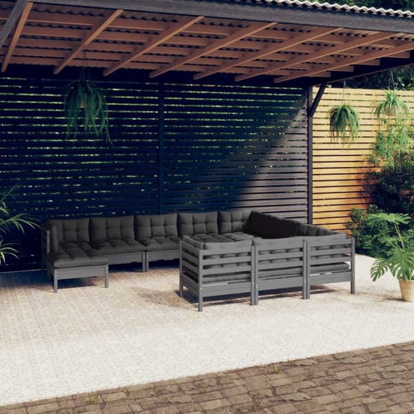 Mooistoerwonen 11-delers loungesett med puter furu grå 4