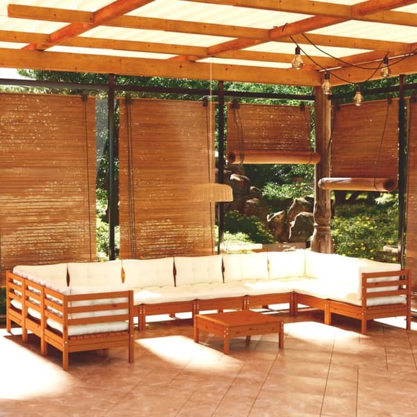 Mooistoerwonen 11-delers loungesett med puter furu honningfarget 7