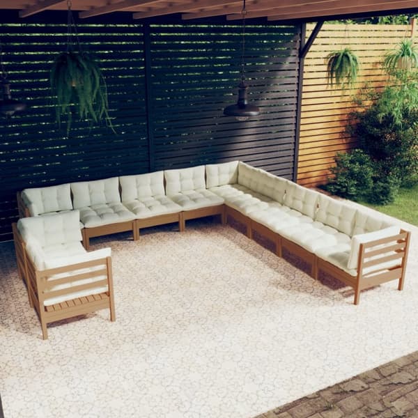 Mooistoerwonen 11-delers loungesett med puter furu honningfarget 14