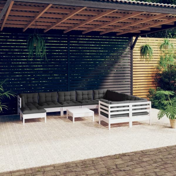 Mooistoerwonen 11-delers sofagruppe med puter furu hvit 3