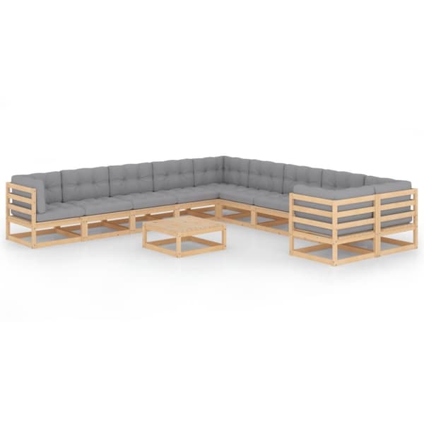 Mooistoerwonen 11-delers loungesett med puter heltre furu 9