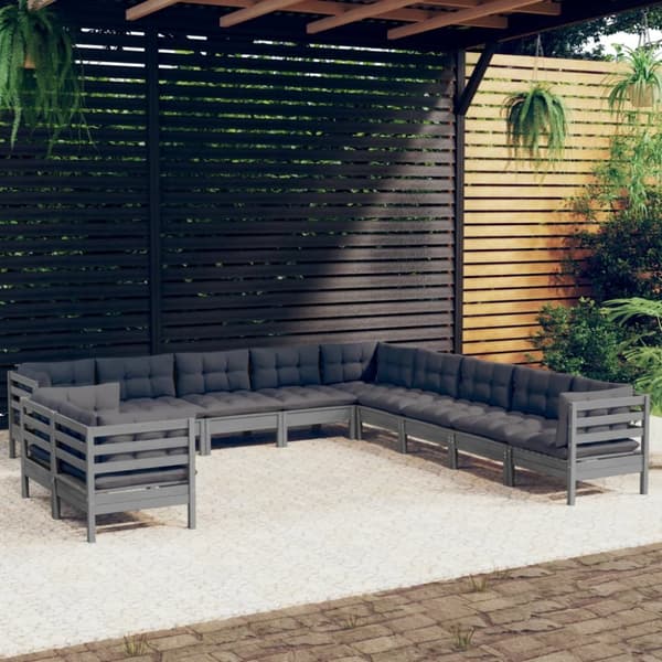 Mooistoerwonen 11-delers loungesett med puter heltre furu 48