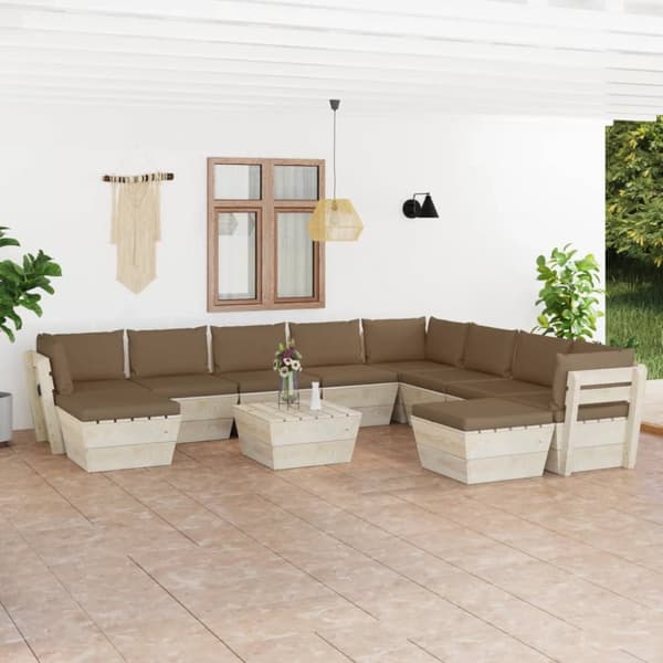 Mooistoerwonen 11-delers loungesett med puter i pall furu 6