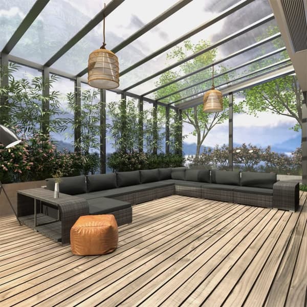 Mooistoerwonen 11-delers loungesett med puter polyrotting brun 14