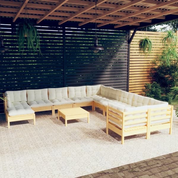 Mooistoerwonen 12-delers loungesett med kremfargede puter grå 1