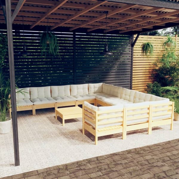 Mooistoerwonen 12-delers loungesett med kremfargede puter
