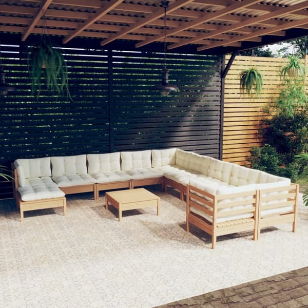 Mooistoerwonen 12-delers loungesett med puter furu honningfarget 2