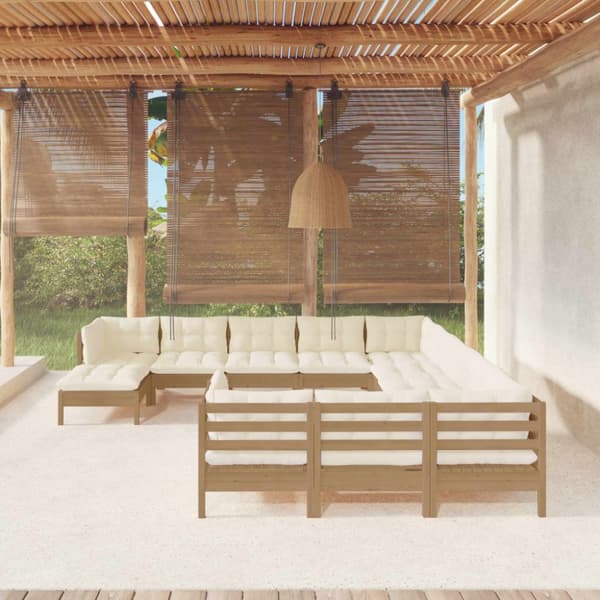 Mooistoerwonen 12-delers loungesett med puter furu honningfarget 3
