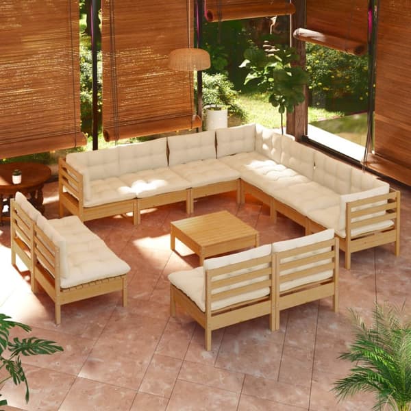 Mooistoerwonen 12-delers loungesett med puter furu honningfarget 5