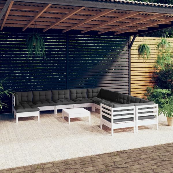 Mooistoerwonen 12-delers sofagruppe med puter furu hvit 1