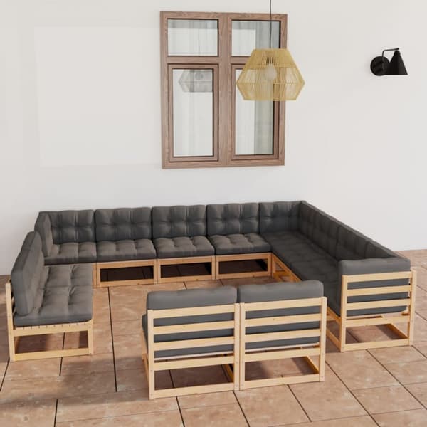 Mooistoerwonen 12-delers loungesett med puter i heltre furu 2 stk