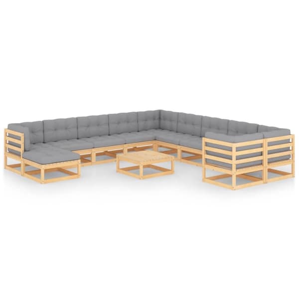 Mooistoerwonen 12-delers loungesett med puter i heltre furu 8