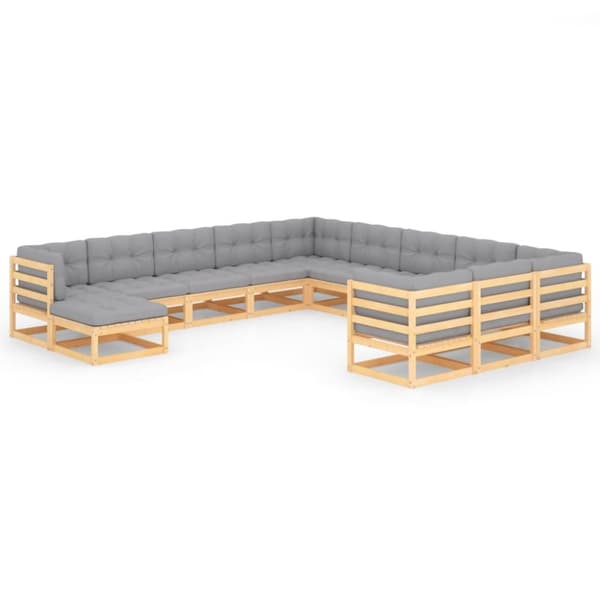 Mooistoerwonen 12-delers loungesett med puter heltre furu 9