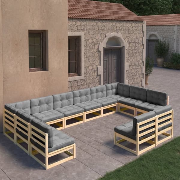 Mooistoerwonen 12-delers loungesett med puter heltre furu 11
