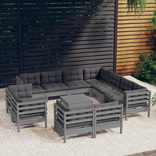 Mooistoerwonen 12-delers loungesett med puter heltre furu 32