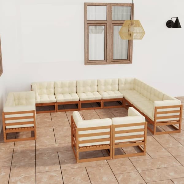 Mooistoerwonen 12-delers loungesett med puter heltre furu 43