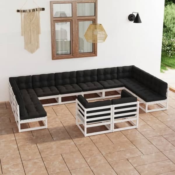 Mooistoerwonen 12-delers loungesett med puter heltre furu 65