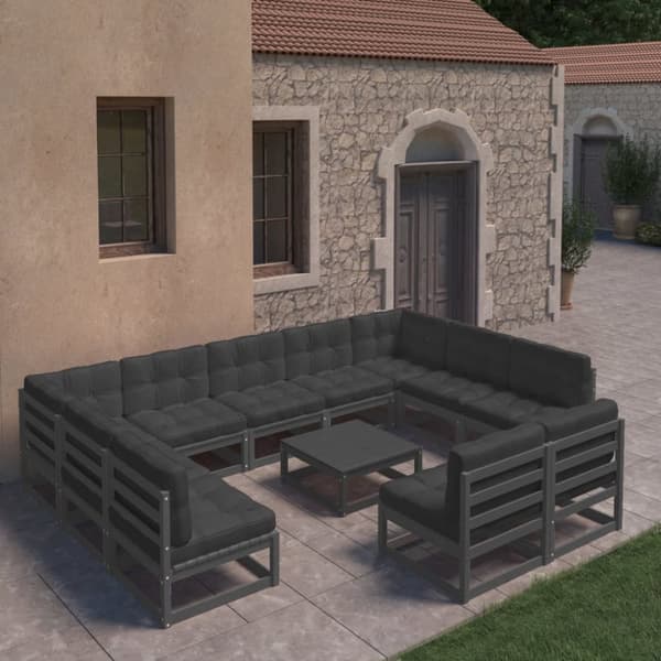 Mooistoerwonen 12-delers loungesett med puter heltre furu 88
