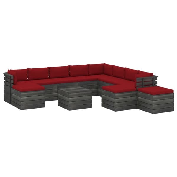 Mooistoerwonen 12-delers loungesett med puter, pall, solid g 4