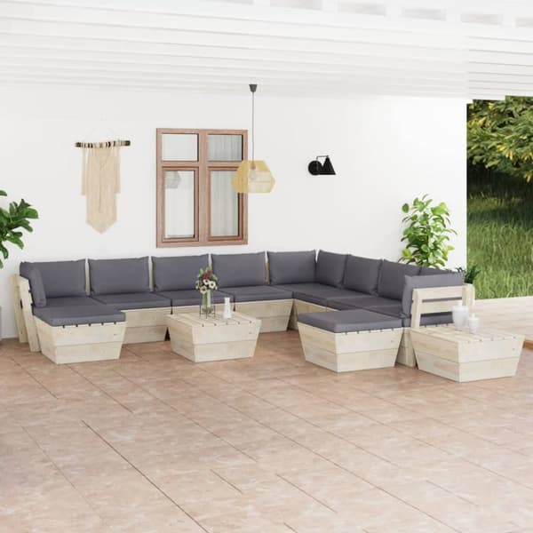 Mooistoerwonen 12-delers loungesett med puter, pall, solid g 6