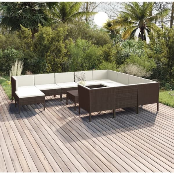 Mooistoerwonen 12-delers loungesett med puter polyrotting brun 4
