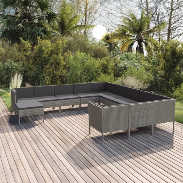 Mooistoerwonen 12-delers loungesett med puter polyrotting grå 8