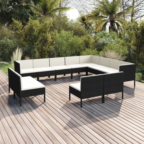 Mooistoerwonen 12-delers loungesett med puter polyrotting svart 5