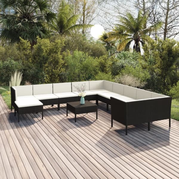 Mooistoerwonen 12-delers loungesett med puter polyrotting svart 11