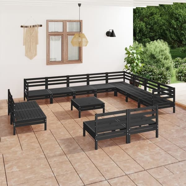 Mooistoerwonen 13-delers loungesett heltre furu svart 1