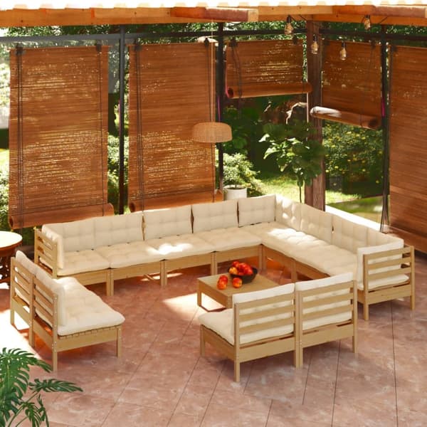 Mooistoerwonen 13-delers loungesett med puter furu honningfarget 3