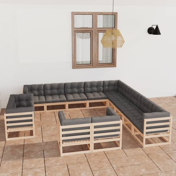 Mooistoerwonen 13-delers loungesett med puter i heltre furu 4