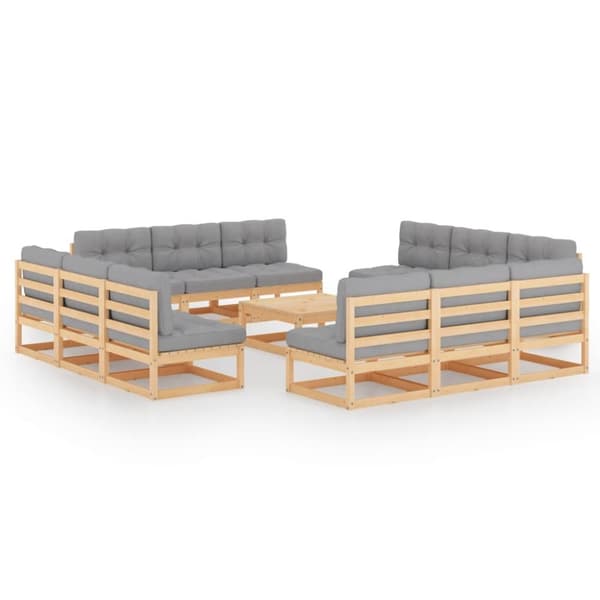 Mooistoerwonen 13-delers loungesett med puter heltre furu 12