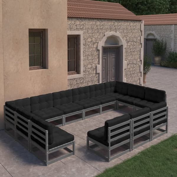 Mooistoerwonen 13-delers loungesett med puter heltre furu 27
