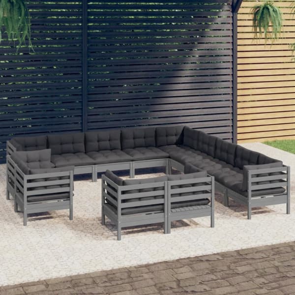 Mooistoerwonen 13-delers loungesett med puter heltre furu 33