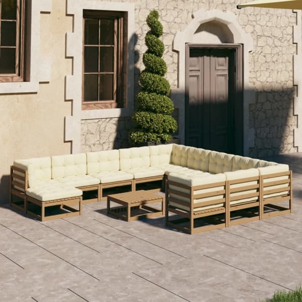 Mooistoerwonen 13-delers loungesett med puter heltre furu 40