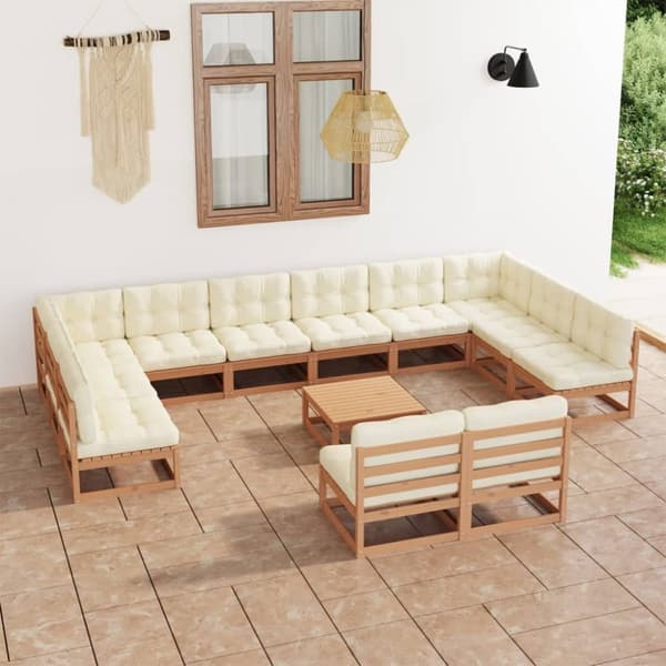 Mooistoerwonen 13-delers loungesett med puter heltre furu 43